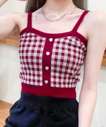 チェック」に該当するレディースのキャミソール（レッド/赤色系