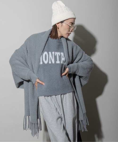 lodie(ロディ)の「モールニット フリンジポンチョカーデ(カーディガン/ボレロ・レディース・ベージュ/ブラック/グレー・FREE)」の16枚目の写真