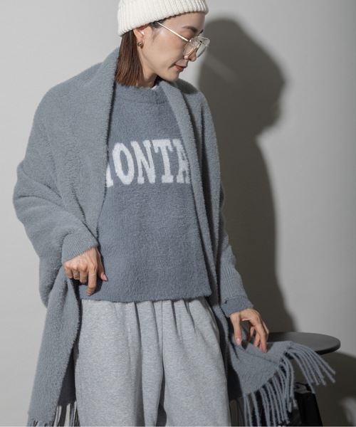 lodie(ロディ)の「モールニット フリンジポンチョカーデ(カーディガン/ボレロ・レディース・ベージュ/ブラック/グレー・FREE)」の18枚目の写真