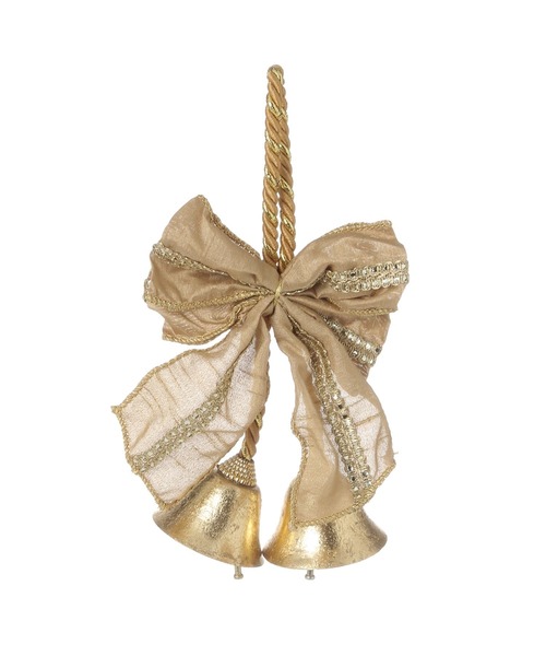 «826»◤完売◢クリスマスリース★2025★ゴールド刺繍リボン*ベル セール】【2025Xmas】ラインリボンベル（インテリア雑貨）｜niko and