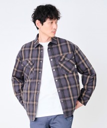 ネルチェック 中わた入り シャツジャケット