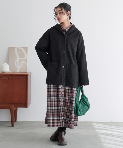 n'OrLABEL(ノアールレーベル)の「『フード付きウールライクコーディガン』(ダウンジャケット/コート・レディース・オートミール/ブラック/モカ・FREE)」の18枚目の写真