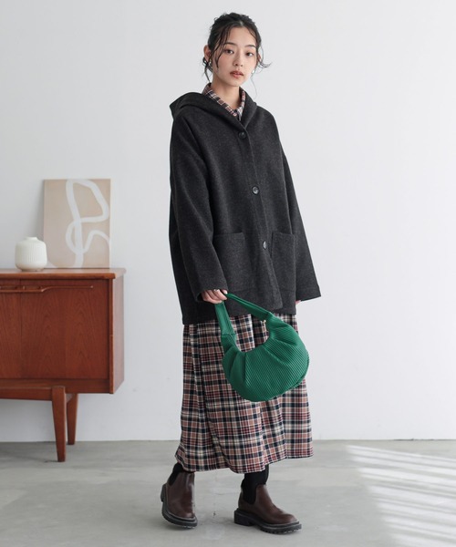 n'OrLABEL(ノアールレーベル)の「『フード付きウールライクコーディガン』(ダウンジャケット/コート・レディース・オートミール/ブラック/モカ・FREE)」の17枚目の写真