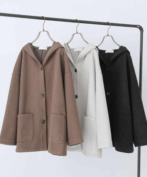 n'OrLABEL(ノアールレーベル)の「『フード付きウールライクコーディガン』(ダウンジャケット/コート・レディース・オートミール/ブラック/モカ・FREE)」の20枚目の写真