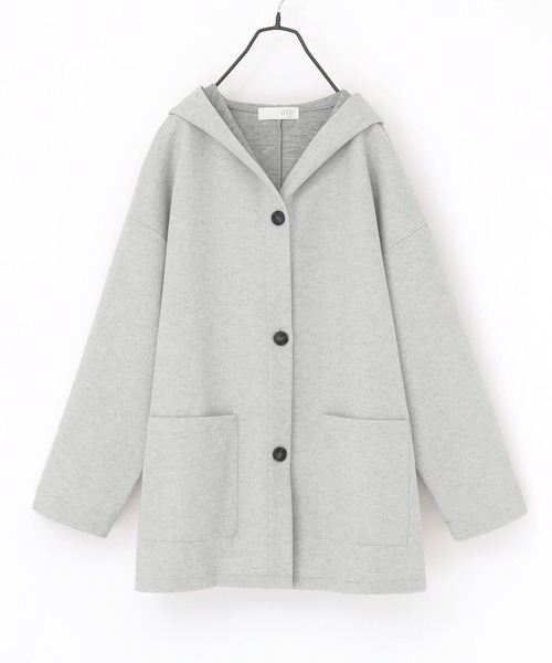 n'OrLABEL(ノアールレーベル)の「『フード付きウールライクコーディガン』(ダウンジャケット/コート・レディース・オートミール/ブラック/モカ・FREE)」の5枚目の写真