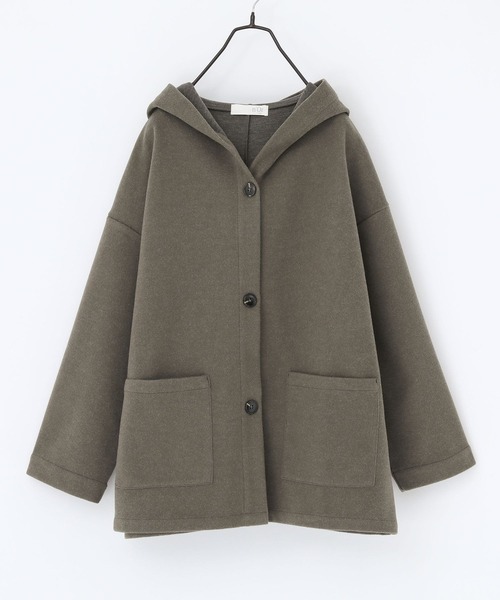 n'OrLABEL(ノアールレーベル)の「『フード付きウールライクコーディガン』(ダウンジャケット/コート・レディース・オートミール/ブラック/モカ・FREE)」の6枚目の写真