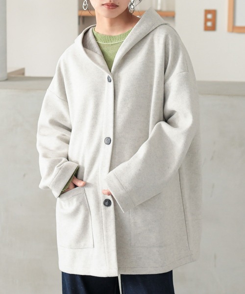 n'OrLABEL(ノアールレーベル)の「『フード付きウールライクコーディガン』(ダウンジャケット/コート・レディース・オートミール/ブラック/モカ・FREE)」の22枚目の写真