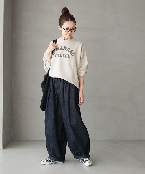 SOLAMONAT(ソラモナ)の「ピグメントプリントスウェット SIMMANARD(Tシャツ/カットソー・レディース・グレイッシュベージュ/チャコールグレー/グレー・FREE)」の7枚目の写真