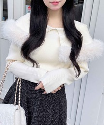 INGNI | フェイクファー付ケープオフショルニット(ニット/セーター)