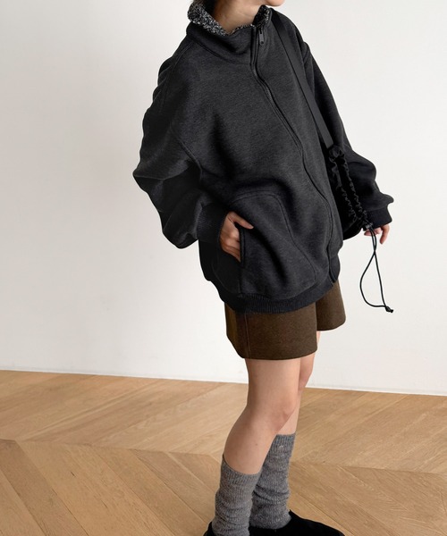 CANAL JEAN(キャナルジーン)の「choice_cnl/PAELEE 裏ボアスタンドカラーブルゾン(その他アウター・レディース・チャコールグレー・LARGE/MEDIUM)」の3枚目の写真