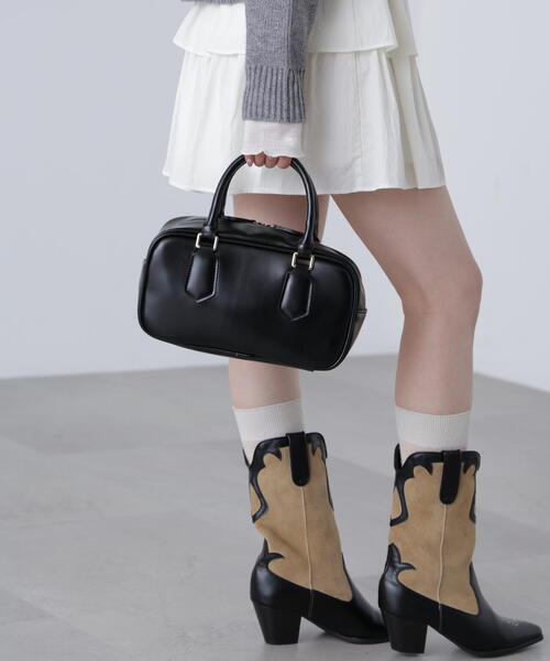 FREE'S MART（フリーズマート）の「◆２ＷＡＹスクエアバッグ（ハンドバッグ・レディース・ブラウン/ブラック・ﾌﾘ-）」の6枚目の写真