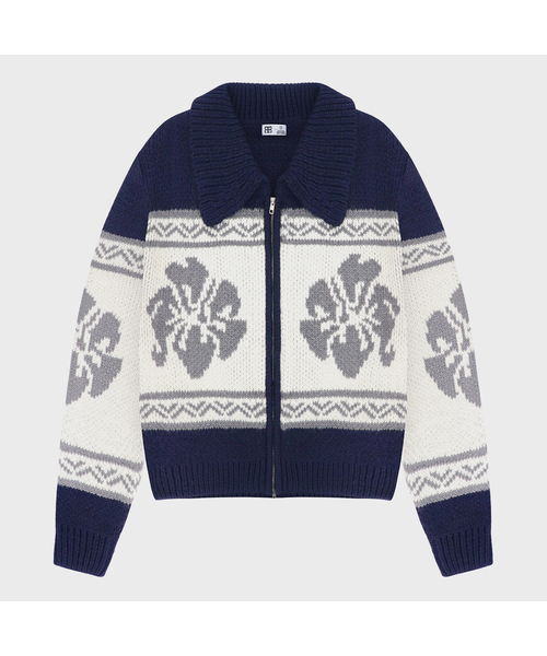 ROCKCAKE(ロックケーキ)の「Flower Cowichan Cardigan - Navy(カーディガン/ボレロ・レディース・その他・SMALL)」の1枚目の写真