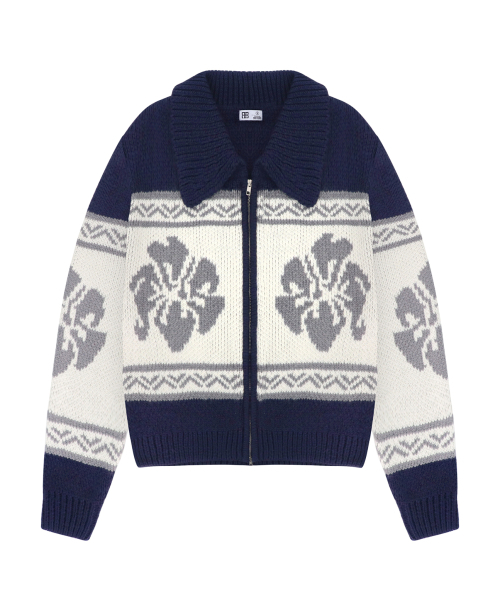 ROCKCAKE(ロックケーキ)の「Flower Cowichan Cardigan - Navy(カーディガン/ボレロ・レディース・その他・SMALL)」の3枚目の写真
