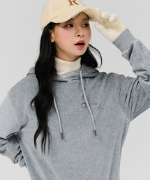女性ベルベットフードTシャツ-グレー