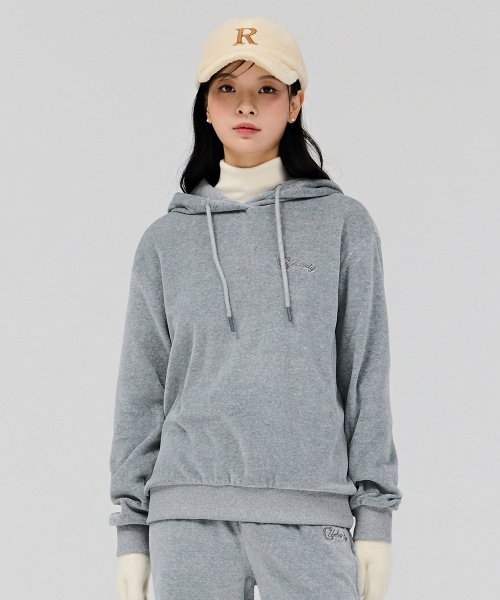 CHASECULT(チェイスカルト)の「女性ベルベットフードTシャツ-グレー(パーカー・レディース・ライトグレー・90/85)」の2枚目の写真