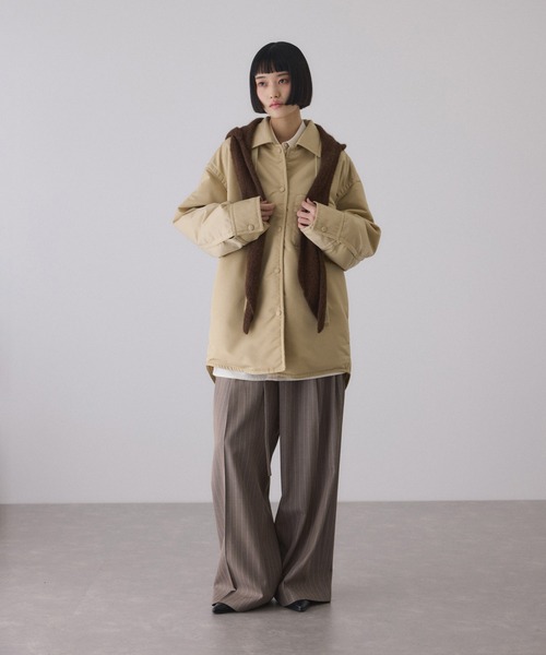 サステナブル】ボンバーツイルパデットシャツブルゾン/撥水（ブルゾン