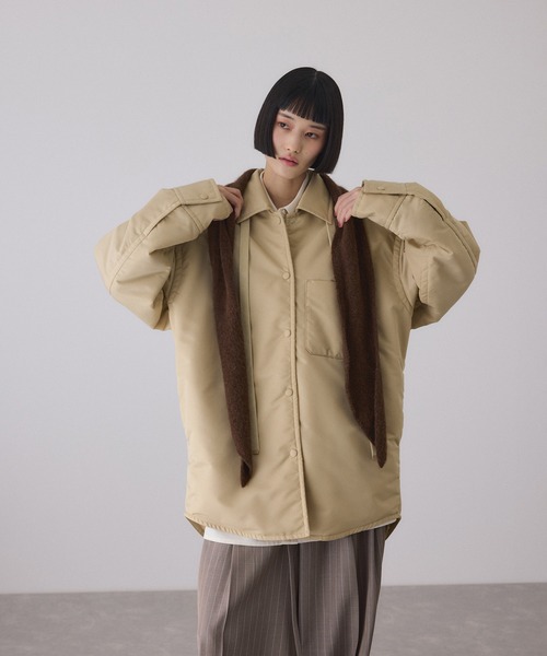 サステナブル】ボンバーツイルパデットシャツブルゾン/撥水（ブルゾン