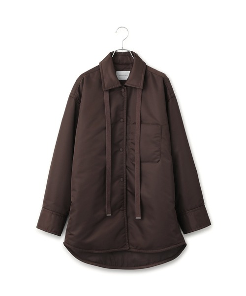 ADAM ET ROPE'（アダムエロペ）の「【サステナブル】ボンバーツイルパデットシャツブルゾン/撥水（ブルゾン・レディース・ベージュ/ダークブラウン・FREE）」の7枚目の写真