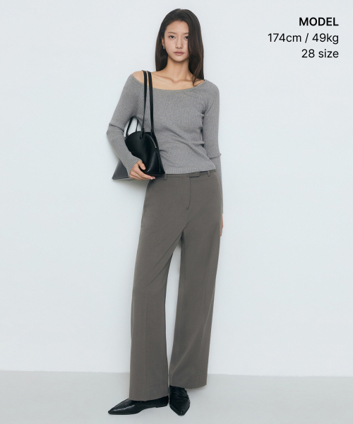 MUSINSA STANDARD WOMAN（ムシンサスタンダードウーマン）の「レディースワイド隠しバンディングスラックス[ウォームグレー]（スラックス・レディース・その他・34/32/30/31/24/25/26/27/28/29）」の2枚目の写真