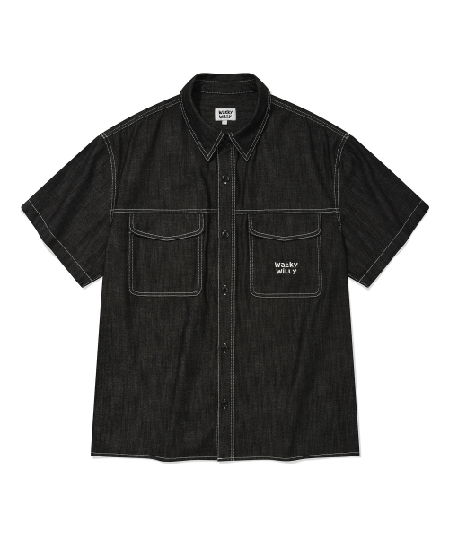 Wacky WiLLy（ワッキーウィリー）の「イージーデニム半袖シャツブラック（シャツ/ブラウス・レディース・その他・SMALL/MEDIUM/LARGE/X-LARGE）」の2枚目の写真