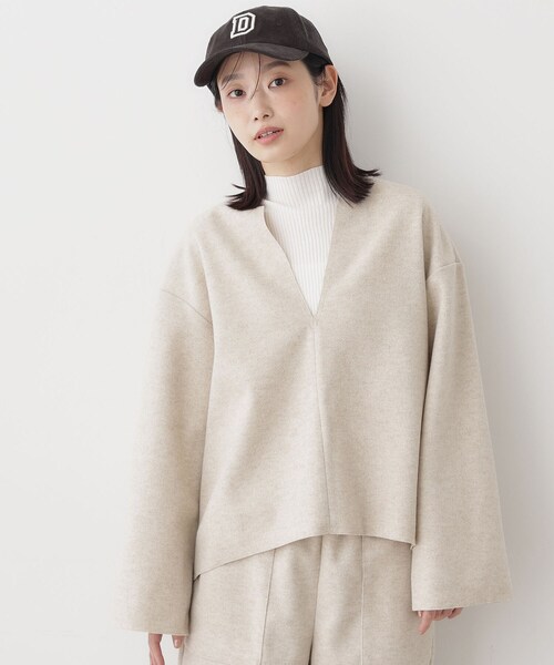 セール】【セットアップ可/洗える】Vネックメルトンジャージ（シャツ