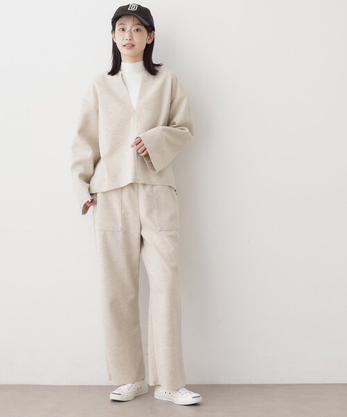 セール】【セットアップ可/洗える】Vネックメルトンジャージ（シャツ