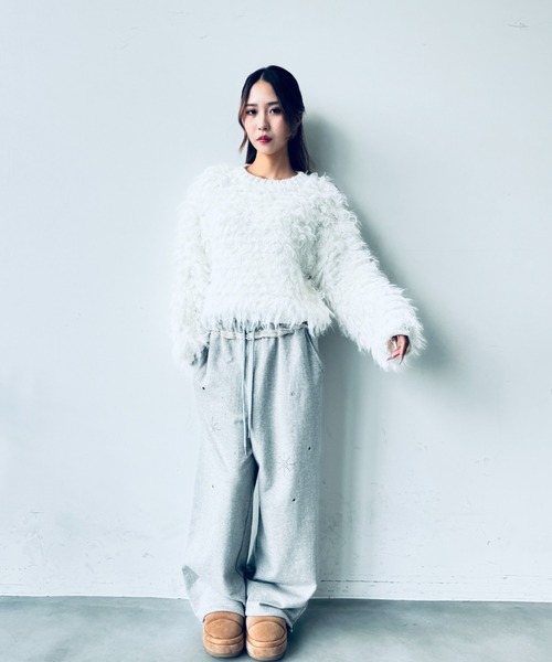 Y2K SYNAPSE FACTORY（ワイツーケー シナプスファクトリー）の「【スタッズ】ジョガーパンツ（スウェットパンツ・レディース・グレー/ダークグレー・FREE）」の3枚目の写真