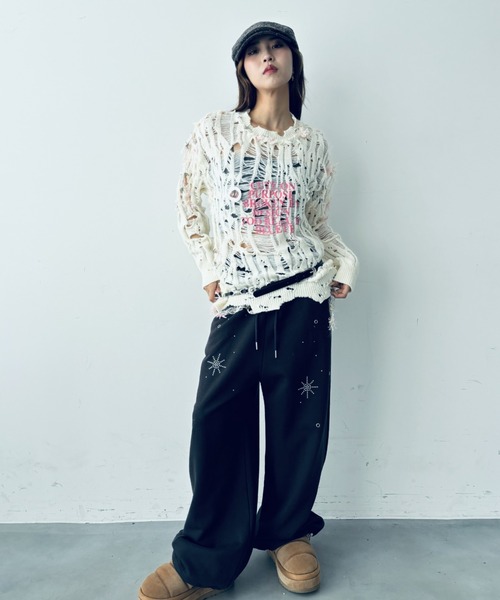 Y2K SYNAPSE FACTORY（ワイツーケー シナプスファクトリー）の「【スタッズ】ジョガーパンツ（スウェットパンツ・レディース・グレー/ダークグレー・FREE）」の12枚目の写真