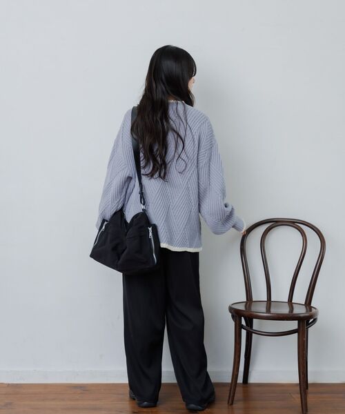 RETRO GIRL(レトロガール)の「ダイヤ柄編みニット(ニット/セーター・レディース・ナチュラル/パープル/チャコールグレー・FREE)」の8枚目の写真