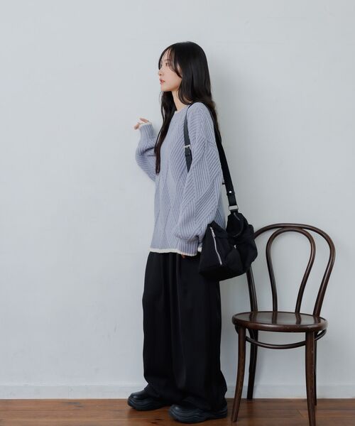 RETRO GIRL(レトロガール)の「ダイヤ柄編みニット(ニット/セーター・レディース・ナチュラル/パープル/チャコールグレー・FREE)」の9枚目の写真