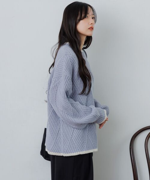 RETRO GIRL(レトロガール)の「ダイヤ柄編みニット(ニット/セーター・レディース・ナチュラル/パープル/チャコールグレー・FREE)」の11枚目の写真