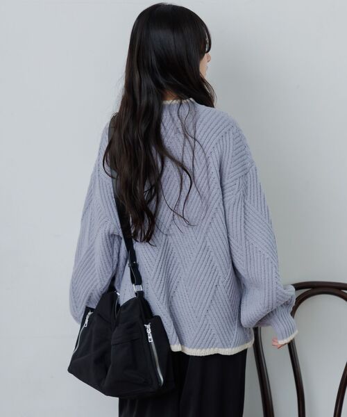 RETRO GIRL(レトロガール)の「ダイヤ柄編みニット(ニット/セーター・レディース・ナチュラル/パープル/チャコールグレー・FREE)」の12枚目の写真