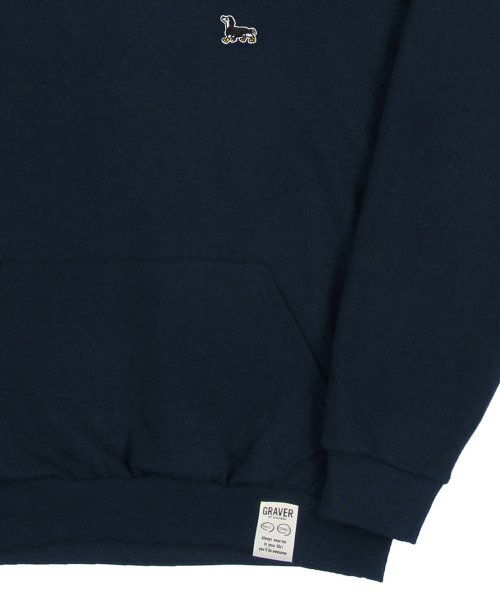 GRAVER（グレーバー）の「[UNISEX]イエローブーツパフィー刺繍フードティー_ネイビー（パーカー・レディース・ネイビー・SMALL/MEDIUM/LARGE/X-LARGE）」の5枚目の写真