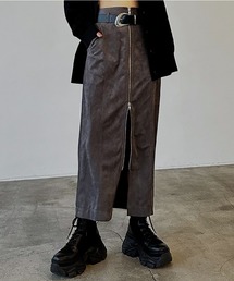 PAGEBOY | フェイクスエードZIPナロースカート(スカート)