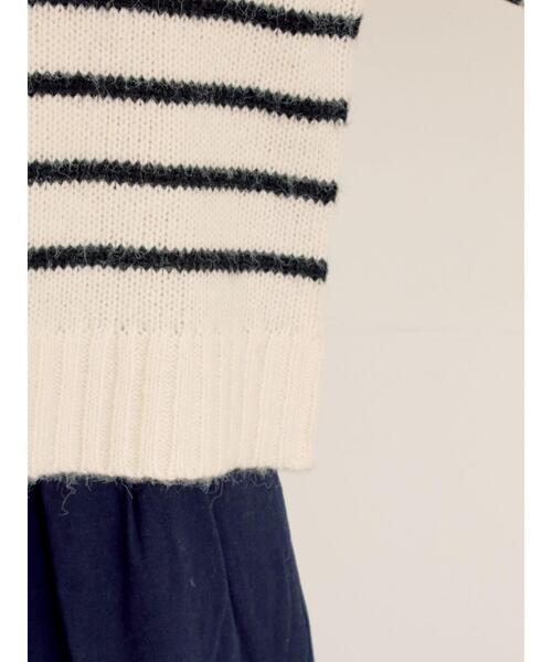 Samansa Mos2（サマンサ モスモス）の「ロゴ刺繍パネルボーダーニット（ニット/セーター・レディース・グレー/イエロー/キナリ・F）」の4枚目の写真