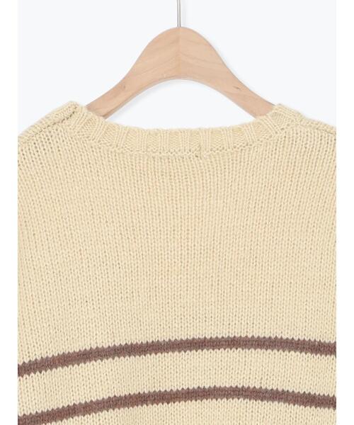 Samansa Mos2（サマンサ モスモス）の「ロゴ刺繍パネルボーダーニット（ニット/セーター・レディース・グレー/イエロー/キナリ・F）」の13枚目の写真