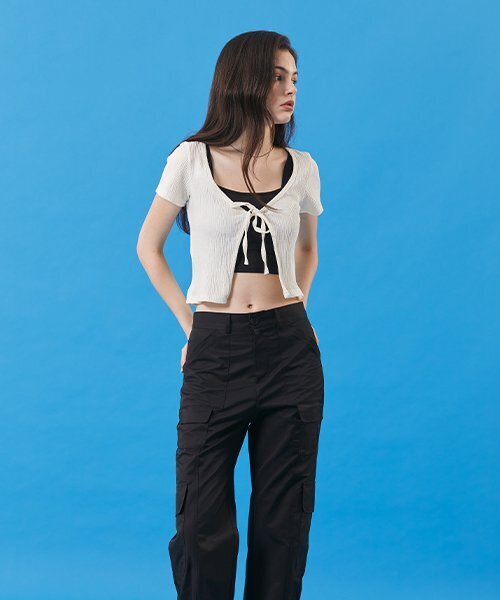KOLEAT（コレット）の「夏クーリングクロップボレロリボン紐半袖Tシャツカーディガン[アイボリー]（カーディガン/ボレロ・レディース・その他・FREE）」の4枚目の写真