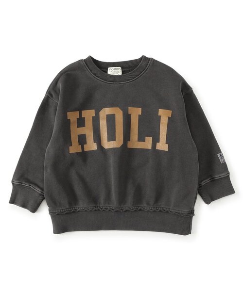 F.O.KIDS（エフオーキッズ）の「BRUH ロゴプルオーバー_ジュニア対応（スウェット・キッズ・チャコール/ミント/ピンク・100/110/120/130/140/150/160）」の2枚目の写真