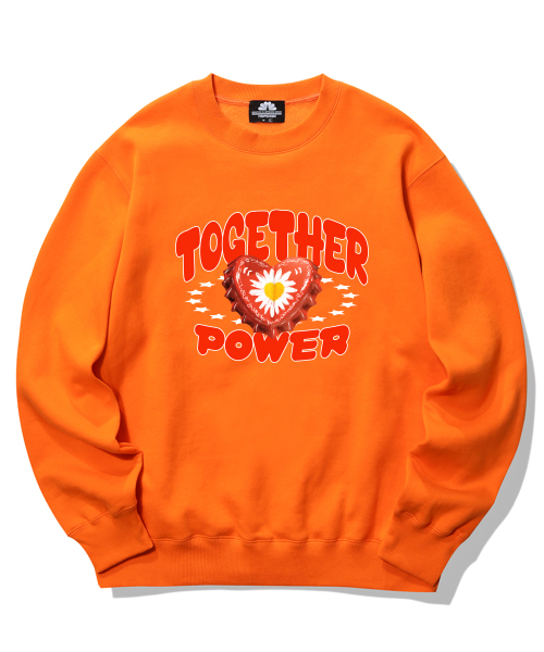 TRIPSHION(トリップション)の「ハートボトルキャップ グラフィッククルーネック - オレンジ(スウェット・メンズ・その他・MEDIUM/LARGE/X-LARGE)」の1枚目の写真