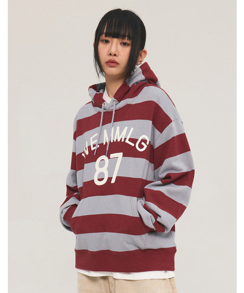 [Mmlg] WE STRIPE HOODIE (BURGUNDY)