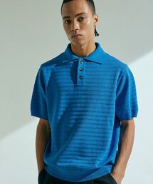 WHATEVERWEWANT（ワットエバーウィーワント）の「PLEATS POLO KNIT [BLUE]（ニット/セーター）」