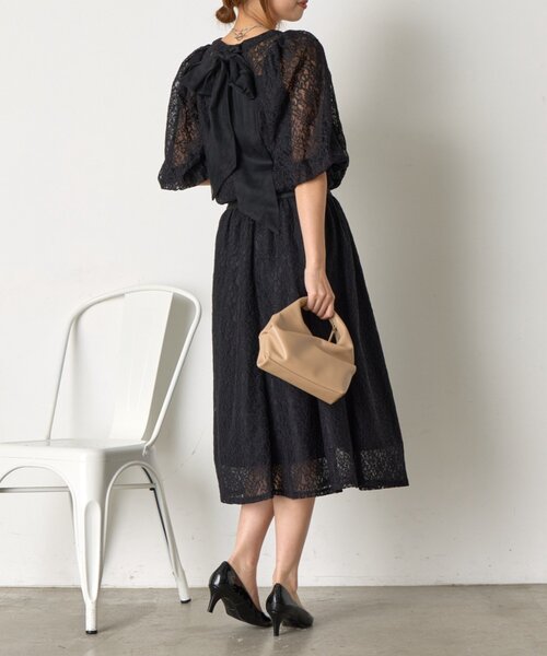 Jena espace merveilleux(ジェナ エスパスメルヴェイユ)の「《さわ企画》【着回し抜群/オケージョン】レースリボンセットアップ(ワンピース・レディース・グレー/ブラック/パープル・FREE)」の7枚目の写真