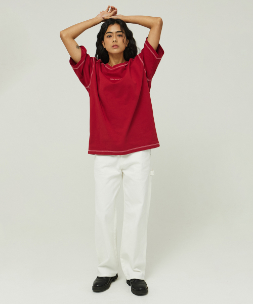 MAGOODGAN(メックウッドガン)の「スウェッカー 3579 オーバーロック オーバーサイズ ダークレッド 半袖Tシャツ(Tシャツ/カットソー・レディース・その他・MEDIUM/LARGE/X-LARGE/SMALL)」の5枚目の写真