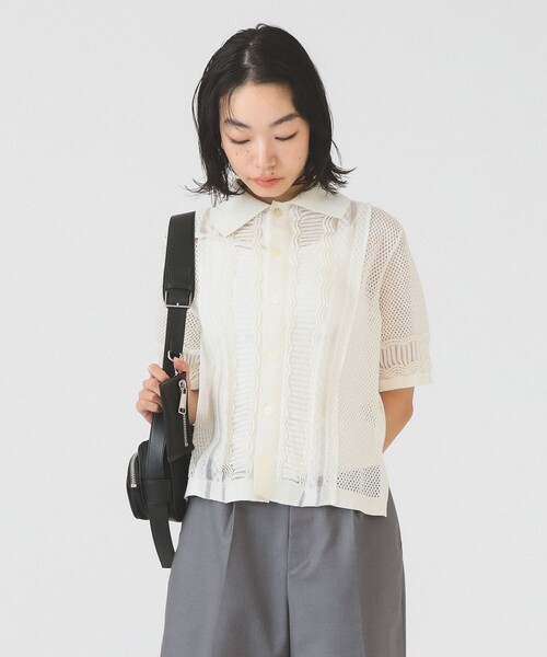 boussole（ブソル）の「【7/31再値下げ】【別注】boussole / Short Sleeve Knit（シャツ/ブラウス・レディース・ホワイト/ブラック・ONE SIZE）」の6枚目の写真