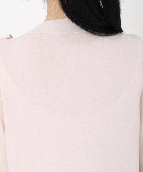 STRAWBERRY-FIELDS（ストロベリーフィールズ）の「ノアストレッチⅡ_アシンメトリーフリルニット（ニット/セーター・レディース・ブラック/ライトピンク・2）」の7枚目の写真