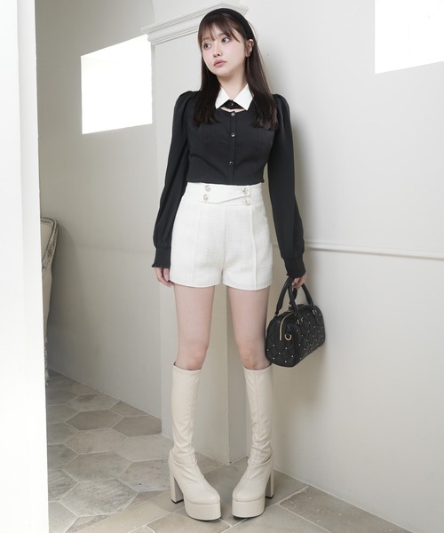 LIPSERVICE（リップサービス）の「アシメベルトショートパンツ（その他パンツ・レディース・ブラック/ホワイト・S/M）」の6枚目の写真