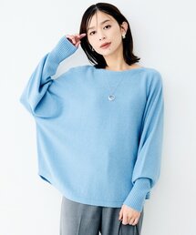 ウールシルクカシミヤボートネックニット