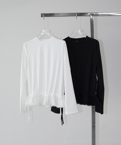 chuclla(チュクラ)の「チュールヘム リボンドロートップス chw26s030(Tシャツ/カットソー・レディース・ホワイト/ブラック・FREE)」の20枚目の写真