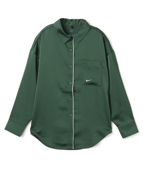 NIKE（ナイキ）の「NIKE AS W NSW OFFLN WVN STN LS TOP / ナイキ ウィメンズ NSW OFFLN ウーヴン STN L/S トップ 【SP】（シャツ/ブラウス・レディース・グリーン/ブラック・S/M/L）」の3枚目の写真