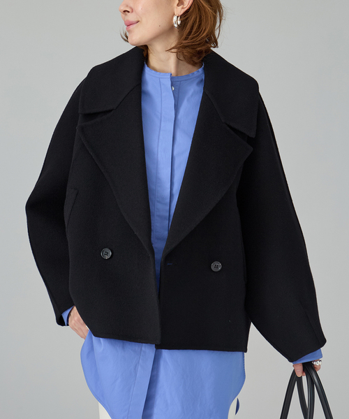 VERMEIL par iena（ヴェルメイユパーイエナ）の「super120s ビッグショールリバーコート（その他アウター・レディース・ブラック/ブラウン・FREE）」の3枚目の写真